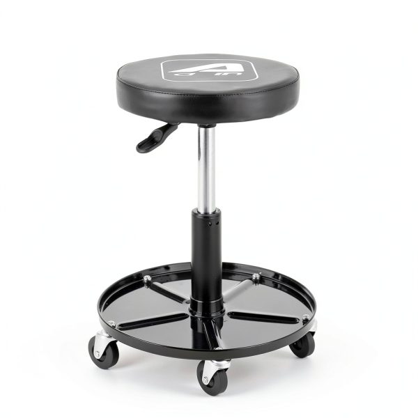 Aain Mechanic Seat Black Steel Roller Stool-5