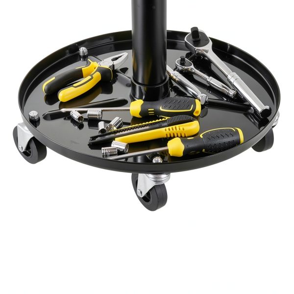 Aain Mechanic Seat Black Steel Roller Stool-4