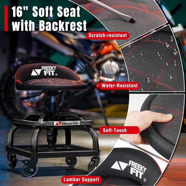 FreekyFit Garage Rolling Stool PVC Industrial-3