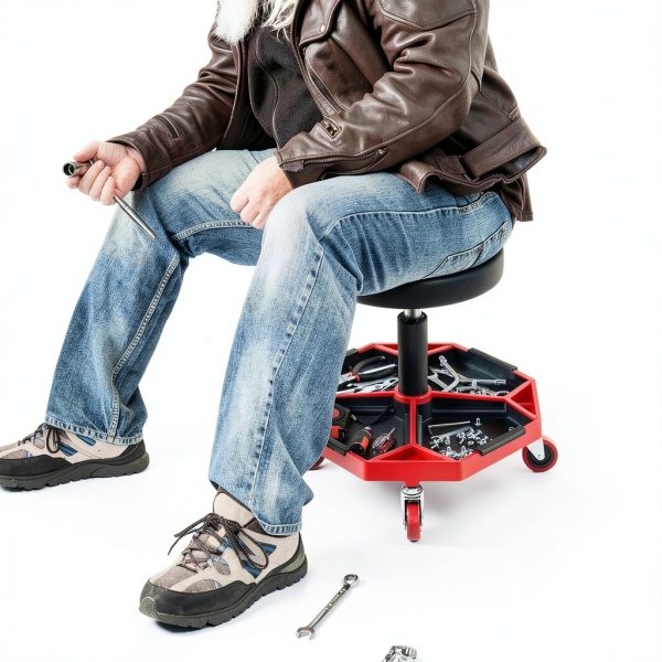 Goplus Industrial Rolling Mechanic Stool Black SU-10007-UA-8
