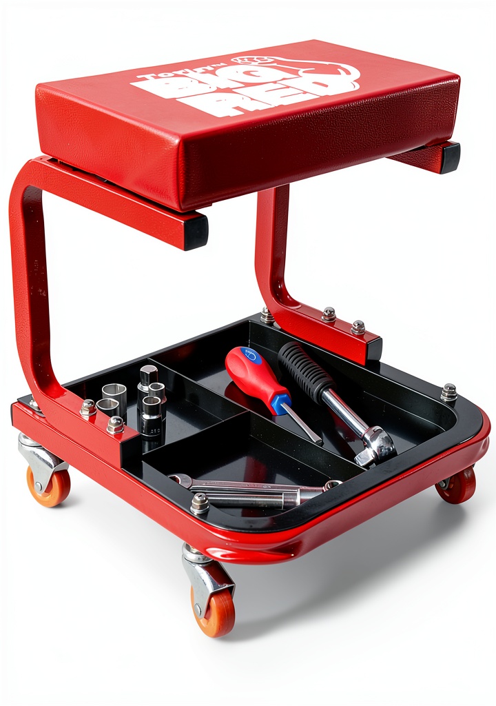 Red BIG RED Garage Shop Roller Seat in use