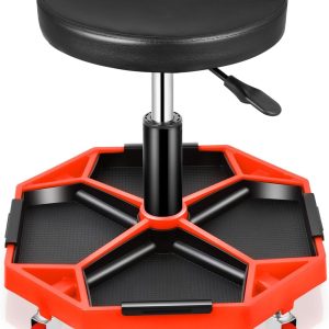 Auto Dynasty Rolling Mechanic Stool Red Plastic-0