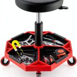 Goplus Industrial Rolling Mechanic Stool Black SU-10007-UA-0