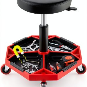 Goplus Industrial Rolling Mechanic Stool Black SU-10007-UA-0
