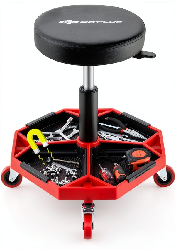 Goplus Industrial Rolling Mechanic Stool Black SU-10007-UA-0