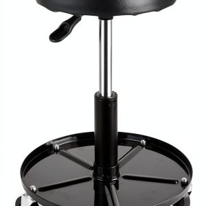 Aain Mechanic Seat Black Steel Roller Stool-0