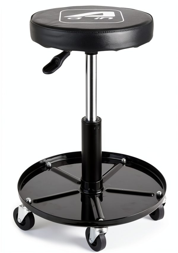 Aain Mechanic Seat Black Steel Roller Stool-0