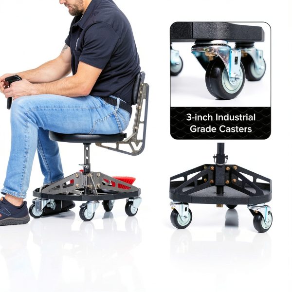 Vyper Industrial Robust Steel Sport Mechanic Seat Black-4