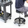Aain Mechanic Seat Black Steel Roller Stool-1