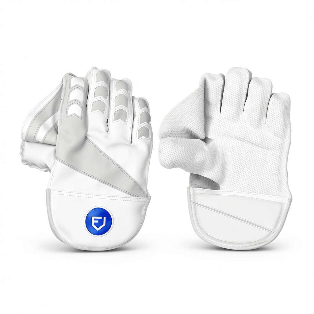 Installing Cricket Wicket Keeping Gloves Youth Adult FORTRESS on a wooden desk