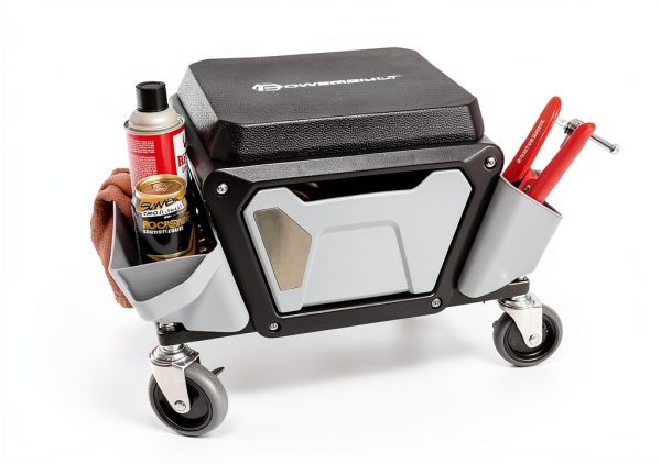 Powerbuilt Grey Rolling Work Seat for Automotive-1