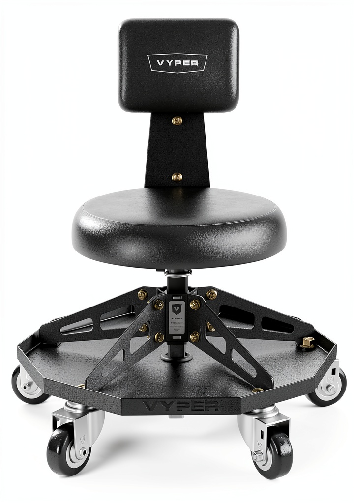 Vyper Industrial Robust Steel Sport Mechanic Seat in a garage workshop