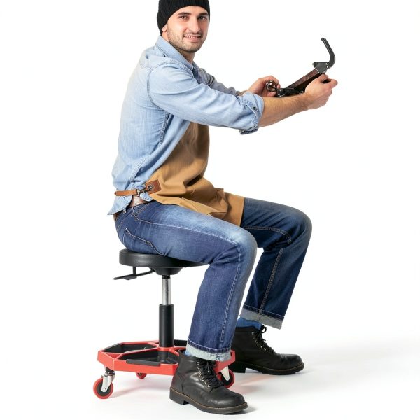 Goplus Industrial Rolling Mechanic Stool Black SU-10007-UA-1