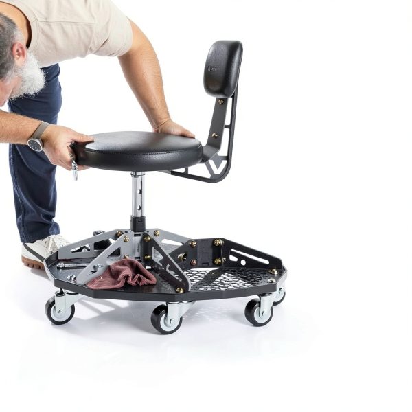 Vyper Industrial Robust Steel Sport Mechanic Seat Black-6