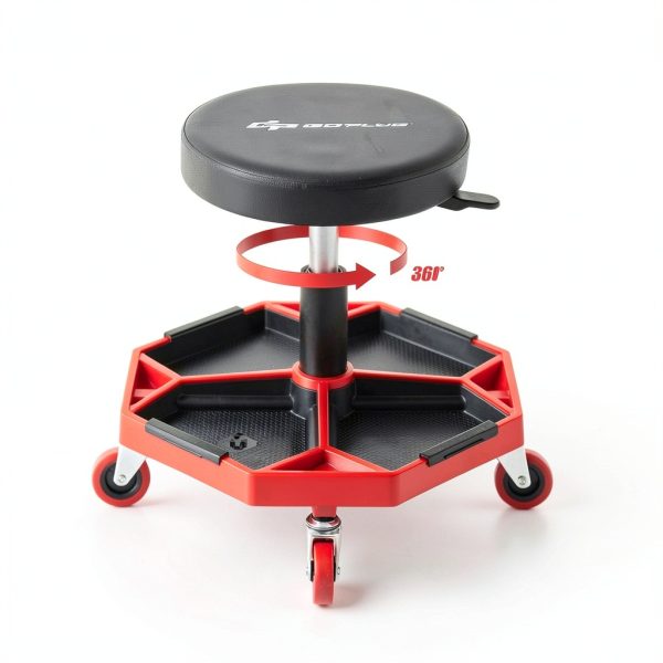 Goplus Industrial Rolling Mechanic Stool Black SU-10007-UA-6