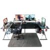 Chair Mat SALLOUS Hard Floor 47x36 Black 3D Hexagram Vinyl Protector-8