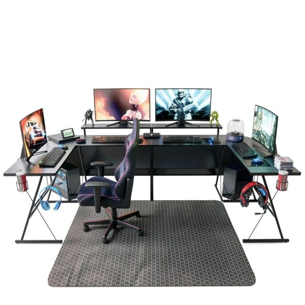 Chair Mat SALLOUS Hard Floor 47x36 Black 3D Hexagram Vinyl Protector-8